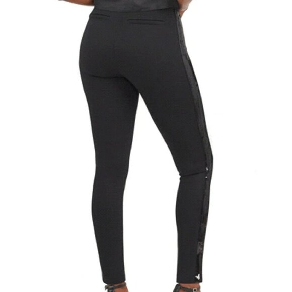 SPANX NWT $148‎ Women's Black Ponte Sequin Trim Pull On Skinny Pants S Small - Picture 8 of 8